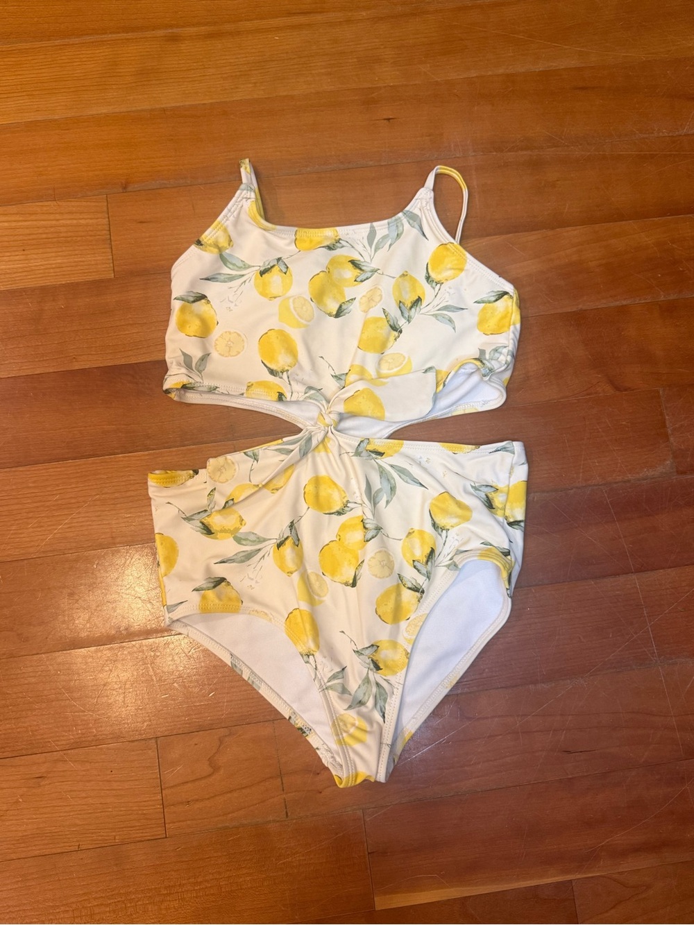 Jessica Simpson Girls Lemon Print One-Piece Swimsuit - Yellow & White, size 12